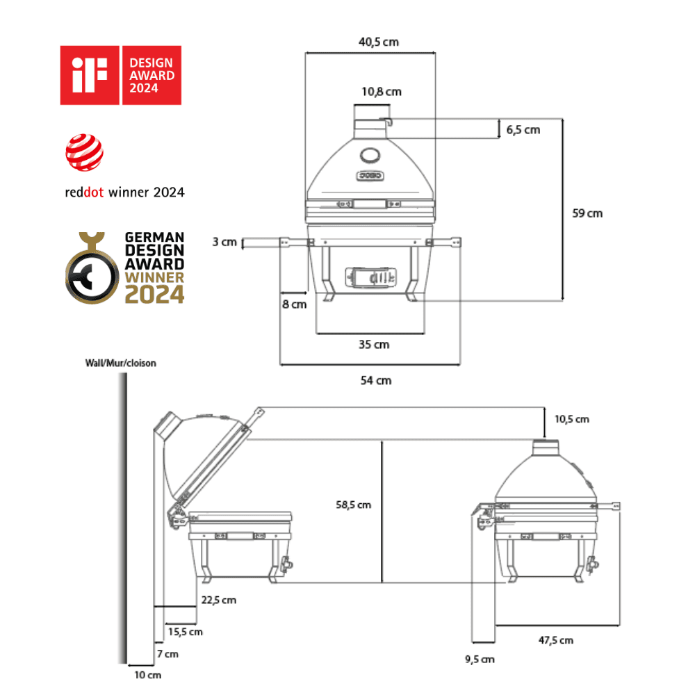 barbecue kamado quatro medium dimensions